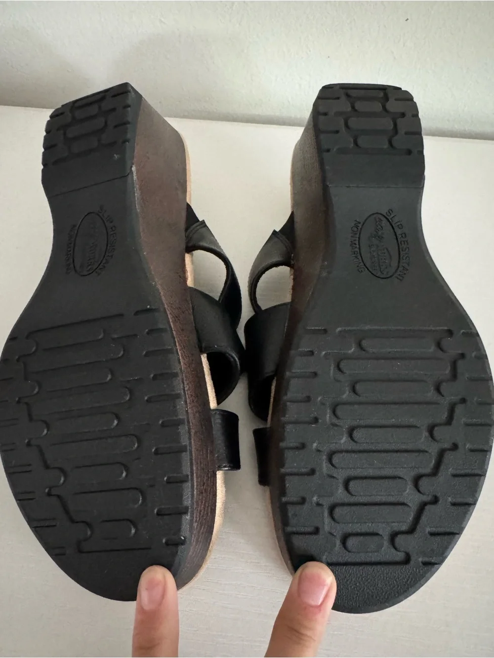 easy street Black Crossover Slide Wedge Mules